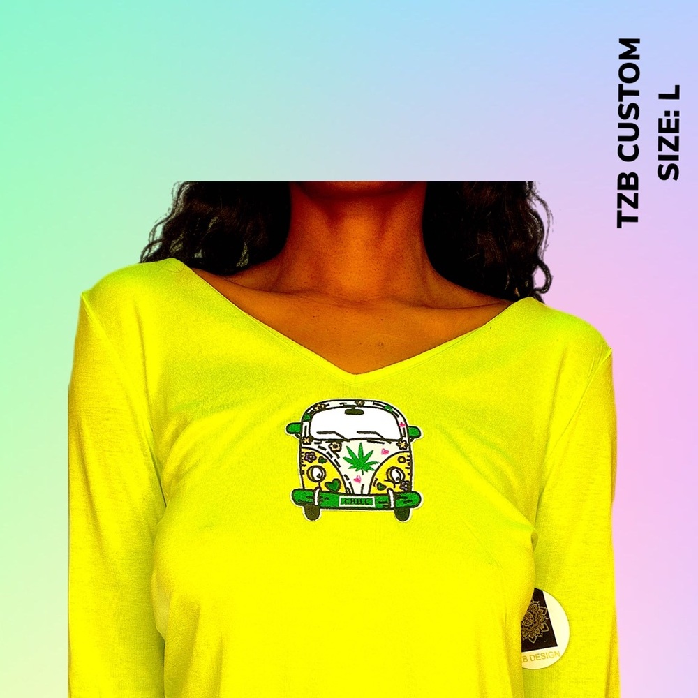 TZB SIZE L WEED BUS CUSTOM LONG SLEEVE CROP SIZE : L